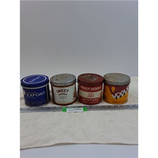 (4) Tobacco Tins: Export, Sweet Caporal, Philip Morris, Vogue