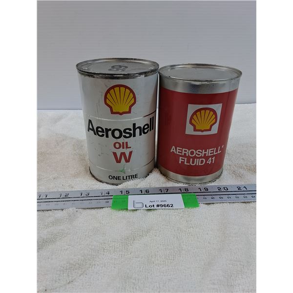 (2) Oil Cans: Shell - One Full, One Empty - CANNOT SHIP