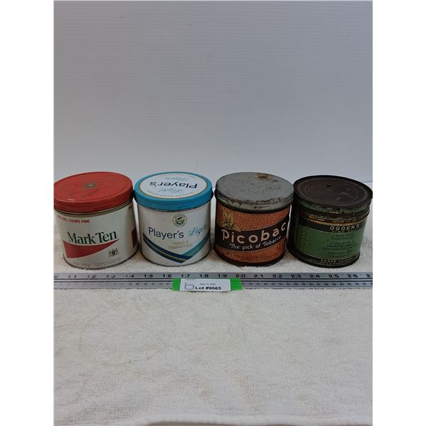 (4) Tobacco Tins: Mark Ten, Players, Picobac, Ogdens