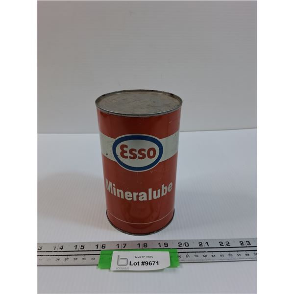 Vintage Esso Mineralube One Quart - CANNOT SHIP, Has Contents