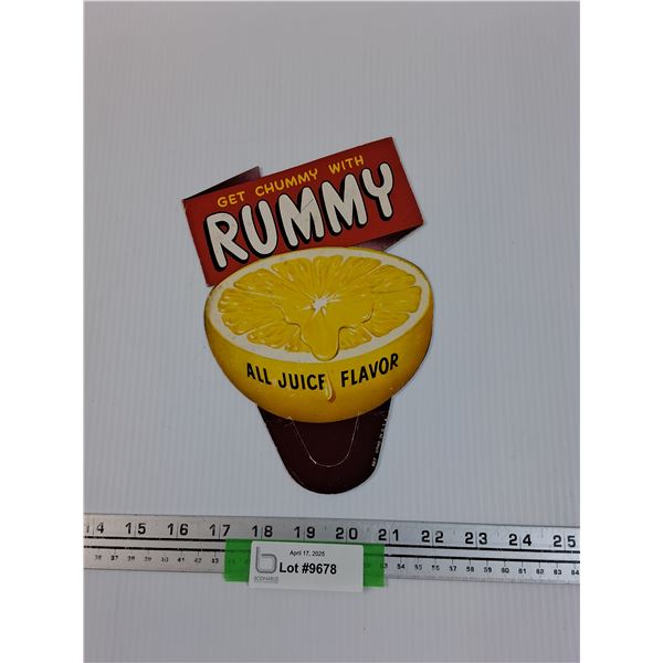 Vintage Get Chummy w/Rummy Soda Cardboard Sign - 10" x 7"