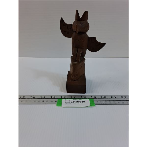 Vintage Cedar Carved West Coast Totem Pole - 7.5" Tall