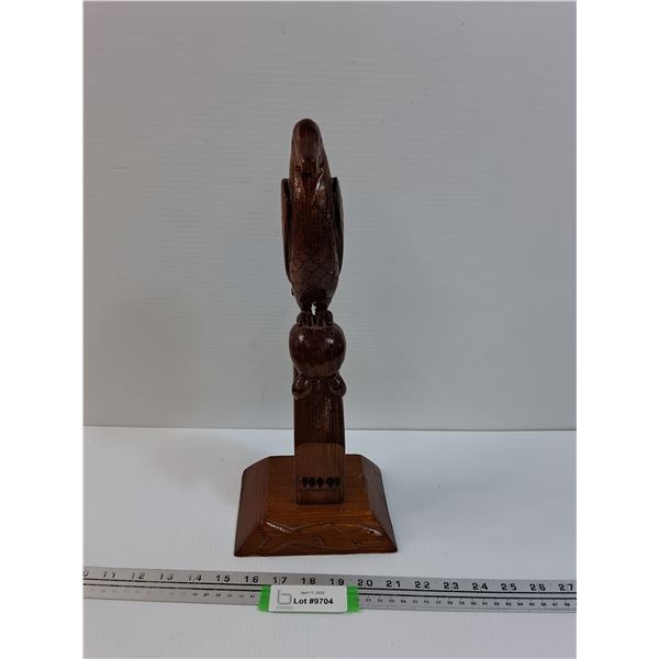 Vintage Cedar Carved West Coast Totem Pole - 15" Tall