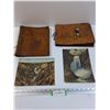 Image 1 : Leather Post Card Holder & Leather Photo Album & (2) Vintage Giant Postcards