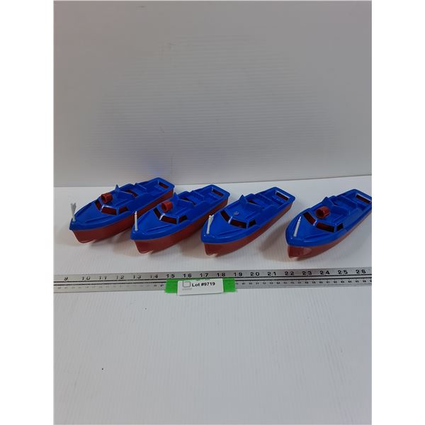 (4) Vintage Hard Plastic Toy Boats