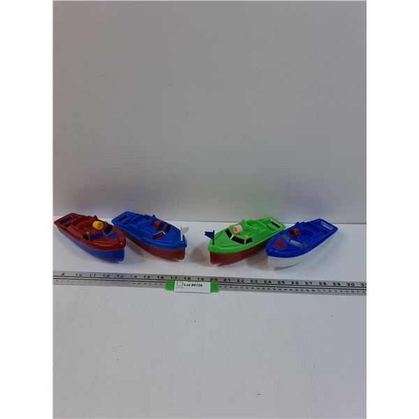 (4) Vintage Hard Plastic Toy Boats