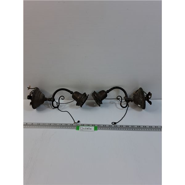 (2) Vintage Wall Mount Cast & Brass Lights - As Is  - 11" x 4"