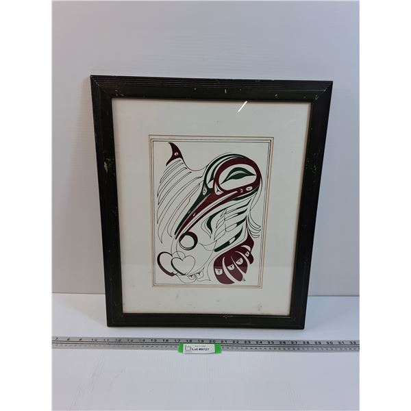 "Love Birds" Original Ink/Colored Pen Signed by Artist "Ken" - West Coast Artwork Style