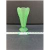 Image 1 : Vintage Art Deco Satin Green Vase - 8.5" Tall