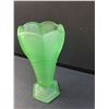Image 2 : Vintage Art Deco Satin Green Vase - 8.5" Tall