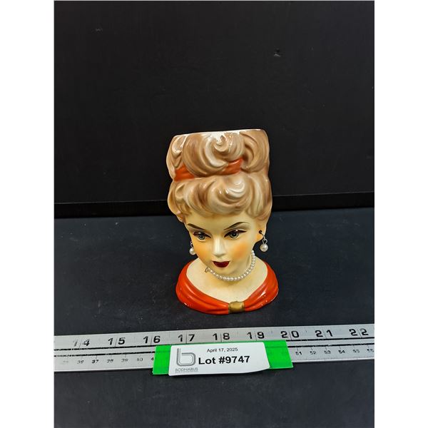 Rubens Vintage Lady Head Planter - 6" Tall - Made in Japan