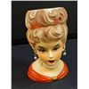 Image 2 : Rubens Vintage Lady Head Planter - 6" Tall - Made in Japan