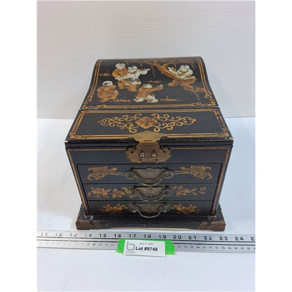 Asian Dresser Top Jewelry Box w/Mirror - 12" x 10" x 8"