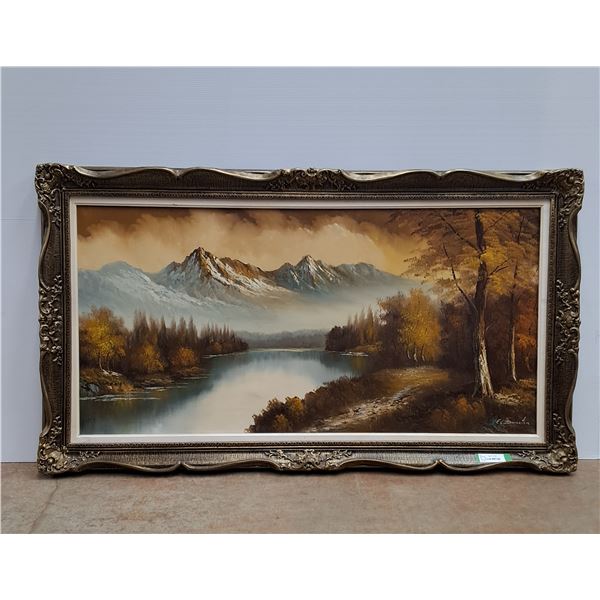 # Mountain Scene Original Oil Painting by B. Dunstan (Welsh Artist) - 31" x 55" - CANNOT SHIP