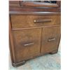 Image 5 : Vintage Art Deco Cabinet on Wheels w/Glass Door - 69" x 15" x 36"-CANNOT SHIP