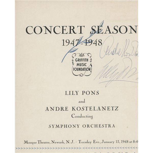 Griffith Music Foundation signed program 1947-1948