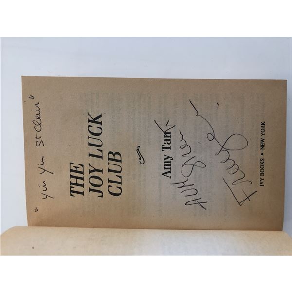 The Joy Luck Club paperback book signed by Amy Tan