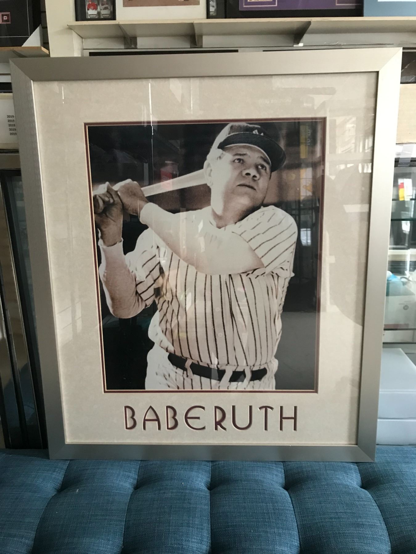 PROFESSIONALLY FRAMED 25X29 BABE RUTH VINTAGE DISPLAY