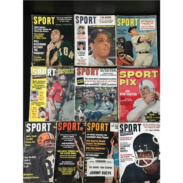 LOT OF 9 VINTAGE "SPORT" MAGAZINES