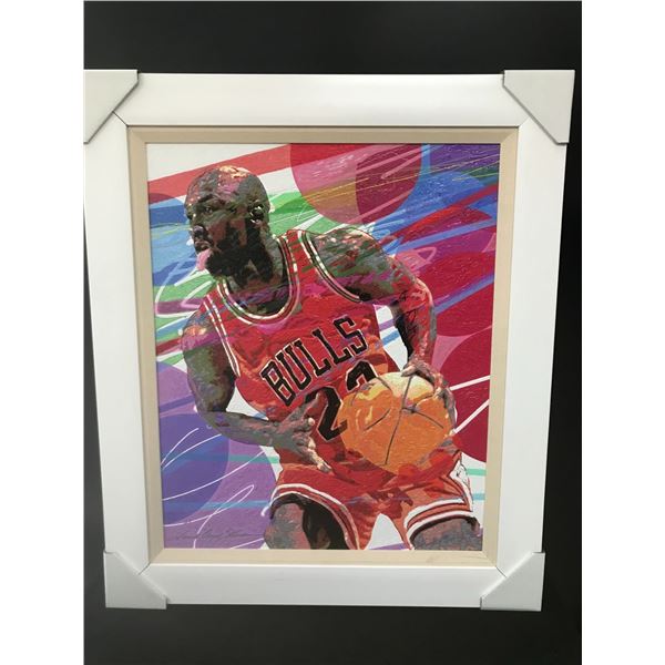 DAVID LLOYD GLOVER ORGINAL 1 OF 1 PAINTING MULTI SIGNED WITH COA 30 X 30 MICHAEL JORDAN