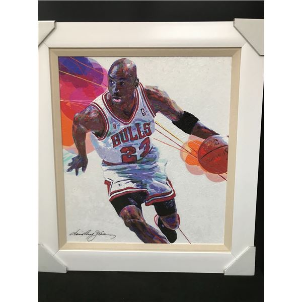 DAVID LLOYD GLOVER ORGINAL 1 OF 1 PAINTING MULTI SIGNED WITH COA 30 X 30 (MICHAEL JORDAN