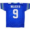 Image 1 : Seattle Seahawks Kenneth Walker III Autographed Blue Throwback Jersey Beckett