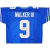 Image 2 : Seattle Seahawks Kenneth Walker III Autographed Blue Throwback Jersey Beckett