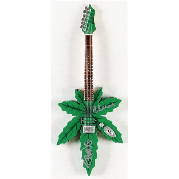TOMMY CHONG SIGNED MARIJUANA LEAF GUITAR (JSA COA)