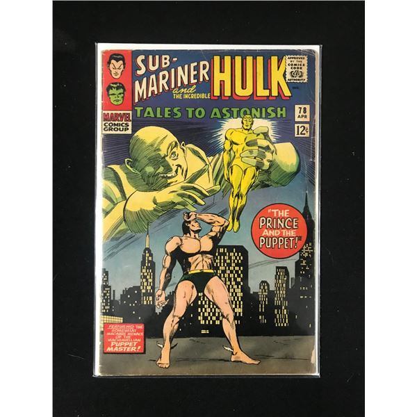 MARVEL COMICS NO.78 THE INCREDIBLE HULK AND THE SUB-MARINER TALES TO ASTONISH