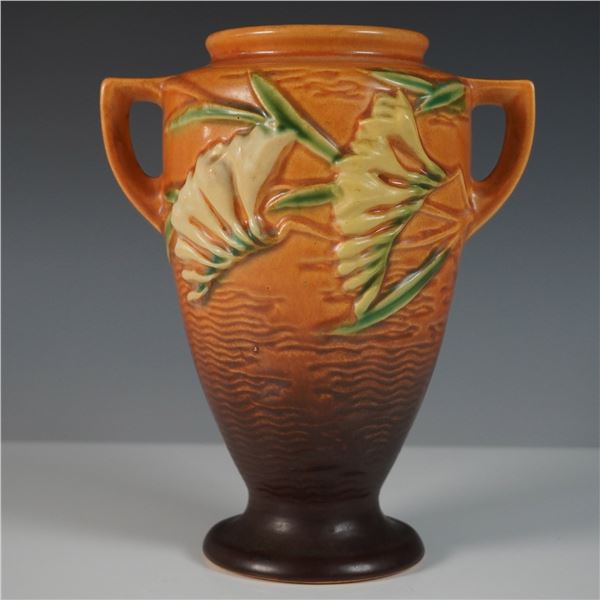 Roseville Pottery Freesia Vase 121-8, Brown