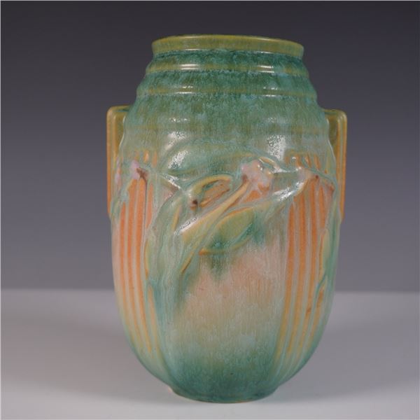 Roseville Pottery Laurel Vase, Green & Orange