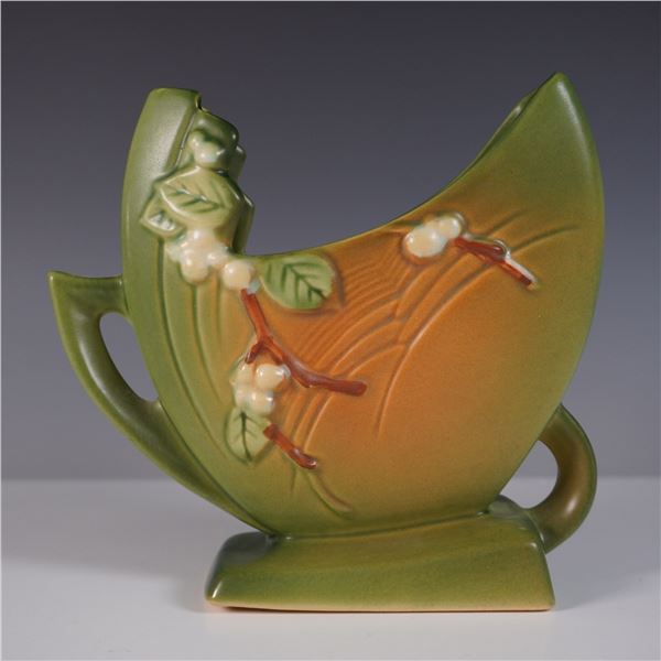 Roseville Pottery Ceramic Fan Vase, Snowberry