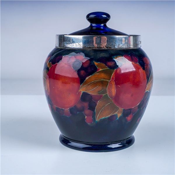 Moorcroft Pottery Pomegranate Humidor w/ Sterling Silver Rim
