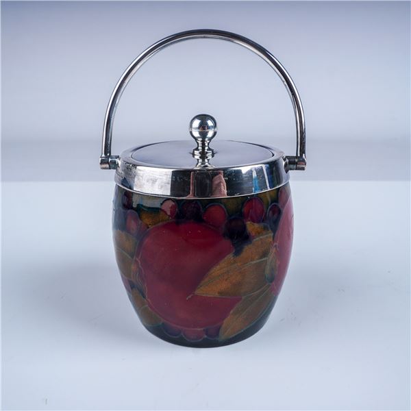 Moorcroft Pomegranate Preserve Jar w/ Silver Plated Lid