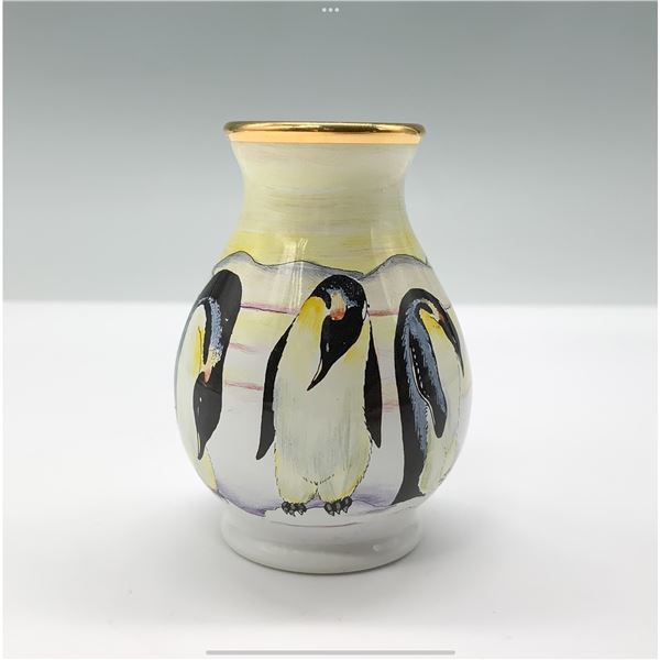 Moorcroft Enamel Penguin Mini Vase