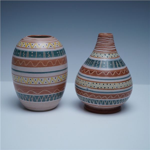 Pair of Michael Andersen Ceramic Vases with Geometric Patterns