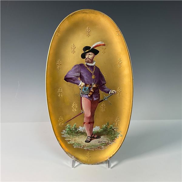 H.B. Choisy Porcelain Plaque of a French Renaissance Man