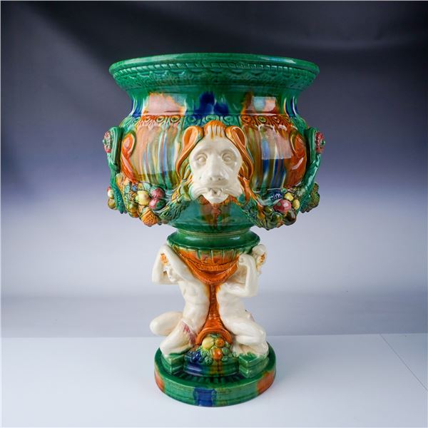 Antique Italian Majolica Jardiniere, Polychrome