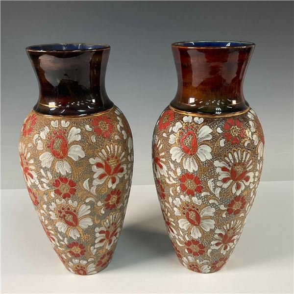 Pair of Doulton Lambeth Chine Gilt Ware Vases