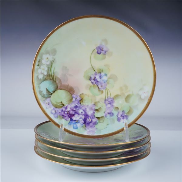 5pc Heinrich Selb Bavaria Hand-Painted Floral Plates
