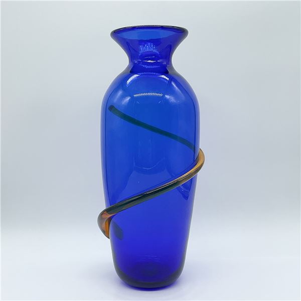 Blenko Glass Vase, 12”H, Signed Richard Blenko