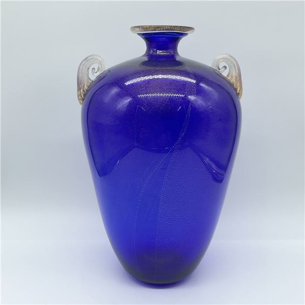 Gambaro & Poggi Murano Cobalt Blue Art Glass Vase, Signed