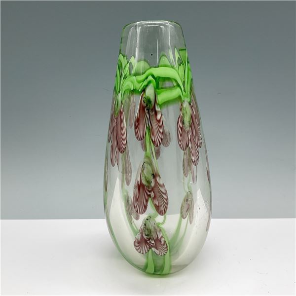 Art Glass Vase with Floral Design