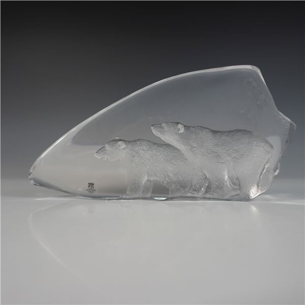 Mats Jonasson Swedish Crystal Sculpture, Polar Bears