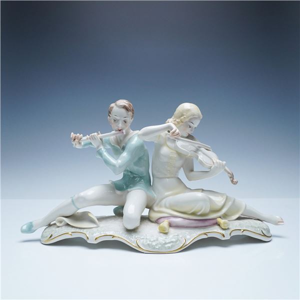 Hutschenreuther Porcelain Figurine, A Couple Playing Music