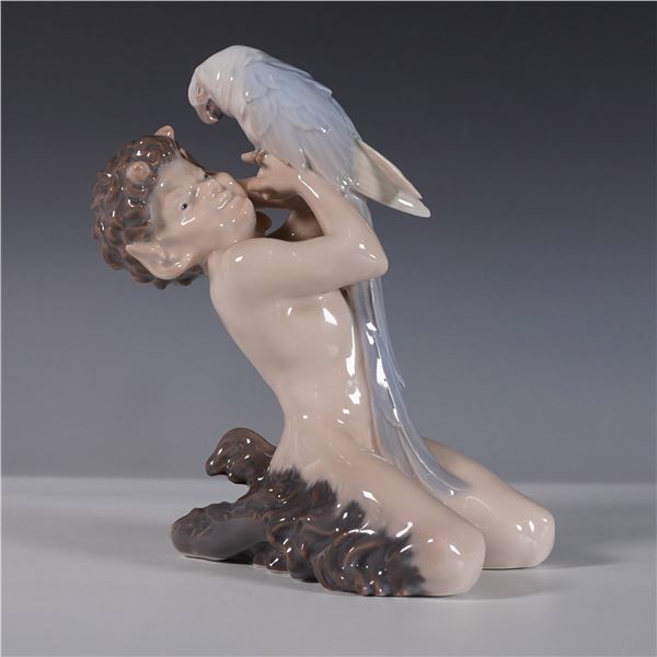Royal Copenhagen Porcelain Figurine, Faun with Parrot