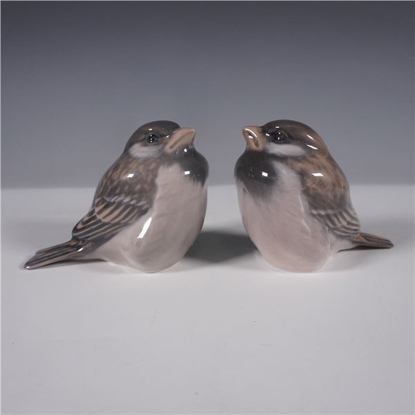 2pc Royal Copenhagen Porcelain Sparrow Figurines