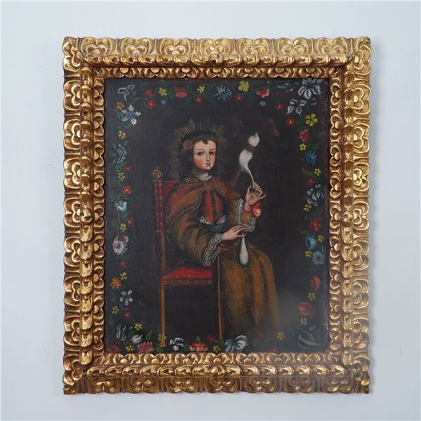 Spanish Colonial Oil Painting, Saint Catherine of Alexandria