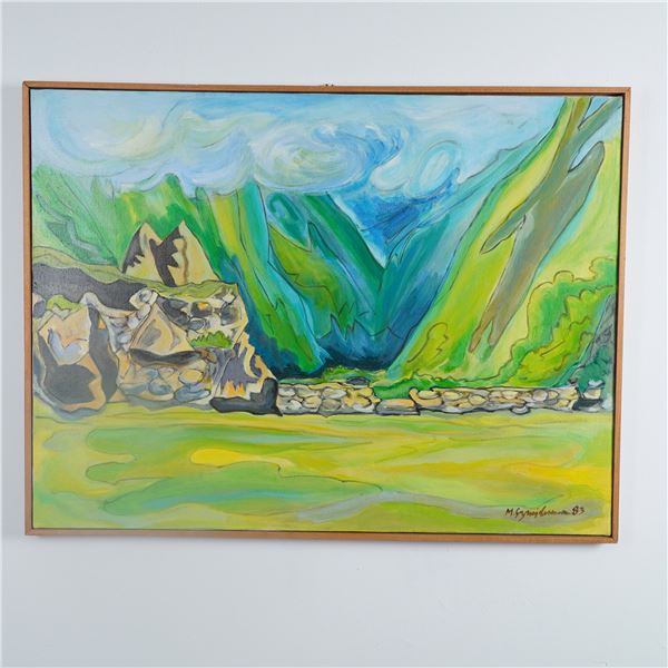Marius Sznajderman, Acrylic on Canvas, Machu Picchu Courtyard, Signed