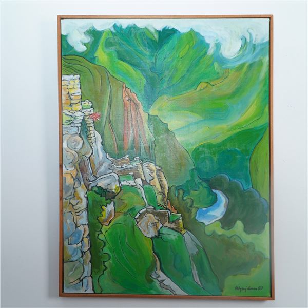 Marius Sznajderman, Acrylic on Canvas, Machu Picchu Wall, Signed